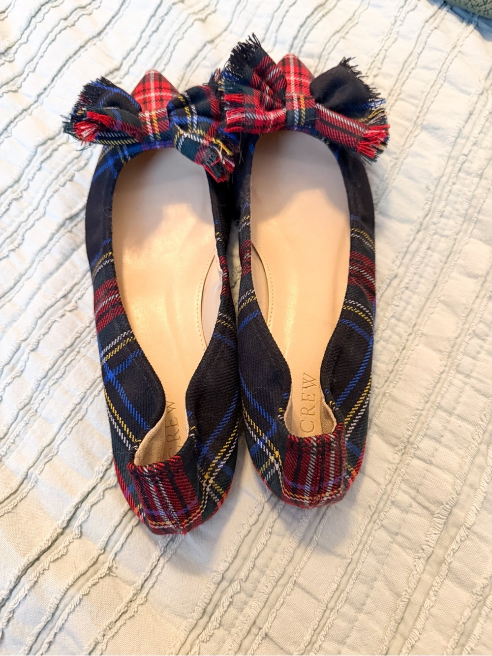 J.Crew Lottie Pointed Toe Flats | Tartan Plaid Frayed Bow | NWOT | Size 9 - Picture 6 of 13